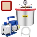 Vevor 2 gallon/7,6 l vakuumkammer silikoneepoxyafgasning 4 CFM 113 l/min 1/3 hk vakuumpumpe