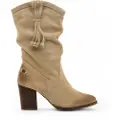Mustang Mustangtil kvinder. 59854 Jolie beige læderstøvler (40), 5-8 cm, Lynlås, Casual