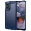 Mtp Products Motorola Moto G55 Børstet TPU Cover - Karbonfiber - Blå