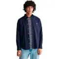 Gant Ganttil mænd. 3240100 Regular Fit Navy-skjorte i bomuld og hør (3XL), Casual, Lange ærmer, Blå