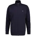 Gant Ganttil mænd. 2008006 Shield hættetrøje med lynlås navy (4XL), Casual, Bomuld, Lange ærmer, Blå