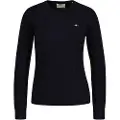 Gant Ganttil kvinder. 4800100 Trøje med rund hals i navyfarvet bomuldsjersey med stretch og strikkede ottetaller (L), Casual, Blå