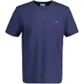 Gant Ganttil mænd. 2003184 Skjold T-shirt blå (4XL), Casual, Bomuld, Korte ærmer, Bæredygtig