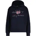 Gant Ganttil kvinder. 4200276 Archive Shield Sweatshirt med hætte navy (L), Casual, Bomuld, Blå