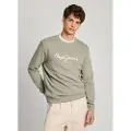 Pepe Jeans Pepe Jeanstil mænd. PM582702 Saul Crew sweatshirt grøn (M), Casual, Økologisk bomuld, Bæredygtig