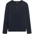 Superdry Superdrytil mænd. M6010843A Langærmet t-shirt med bagerkrave navy (S), Casual, Bomuld, Lange ærmer, Blå