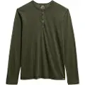 Superdry Superdrytil mænd. M6010843A Langærmet baker's collar t-shirt grøn (XXL), Casual, Bomuld, Lange ærmer