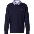 Gant Ganttil mænd. 2004082 Heavy Navy Chambray Polo Shirt (M), Casual, Bomuld, Lange ærmer, Blå