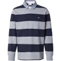 Gant Ganttil mænd. 2004083 Heavy Chambray Striped Polo Polo shirt grå, navy (XXL), Casual, Bomuld, Lange ærmer, Blå