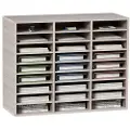 Vevor 27 rums trælitteraturorganisator, justerbare hylder, postcenter af medium densitetsfiberplade, kontoropbevaring til hjemmeskole, filer, dokumenter, papirer, magasiner, grå