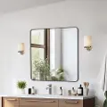 Vevor vægmonteret makeupspejl, 0,15" tykt, 36" x 36" spejl med aluminiumsramme og eksplosionssikker film, ridsefast spejl med Z-formet beslag, egnet til badeværelse/soveværelse/stue