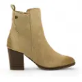 Mustang Mustangtil kvinder. 59807 Beige Jolie ankelstøvler i læder (39), 5-8 cm, Lynlås, Casual