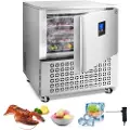 Vevor Kommerciel blæstfryser, 114 L / 4 Cu.ft blæstkøler med 5 bakker, blæstkøler-fryseboks med 4 frysetilstande, rustfri stål fødevareblæstfryser med hjul til restauranter, fisk og skaldyr
