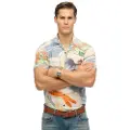 Superdry Superdrytil mænd. M4010945A Merchant Store Hawaii-skjorte hvid (L), Casual, Modal, Korte ærmer