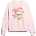 Superdry Superdrytil kvinder. W2012247A Løstsiddende sweatshirt med rund hals og pink Souvenir-grafik (S), Casual, Bomuld