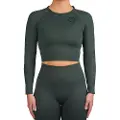 MM Sports Seamless Cropped L/S - Træningstop, mørkegrøn - XS/S