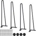 Vevor 482,6 mm hårnålemøbelben, metal gør-det-selv-projekter til natbord, sofabord, skrivebord, 226,8 kg lasteevne med gummibeskyttere til gulvet, metalben i kraftig stand og robust stand, 4 stk.
