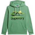 Superdry Superdrytil mænd. M2013708A Great Outdoors grafisk hættetrøje grøn (S), Casual, Bomuld, Økologisk bomuld, Bæredygtig