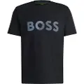 Hugo Boss BOSStil mænd. 50530990 T-shirt med stort navy-logo (XL), Casual, Bomuld, Korte ærmer, Blå