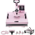 Vevor Heat Press Machine 15x15 i 8 i 1 med 30oz Tumbler Press T-shirts Pink