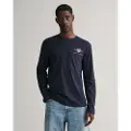 Gant Ganttil mænd. 2004058 Medium Archive Shield langærmet T-shirt navy (XL), Casual, Bomuld, Lange ærmer, Blå