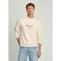 Pepe Jeans Pepe Jeanstil mænd. PM582721 Sweatshirt Simon hvid (L), Casual, Økologisk bomuld, Bæredygtig