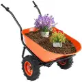 Vevor Elektrisk Trillebørvogn, 500W Eldrevet Havevogn, 7 Cu. ft. Last og 573 lbs Kapacitet med Metalhåndtag og 16" Bæltehjul, To Trillebør Havevogn og Vogne til Plænedrift