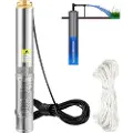 Vevor Dykpumpe til dyb brønd, 750W 230V/50Hz, 100L/min 66 m vandstand, sandafvisende <5%, 20 m elledning, 7,6 cm rustfri stålvandpumper til industri, kunstvanding og hjemmebrug, IP68 vandtæt