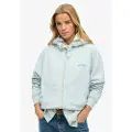 Superdry Superdrytil kvinder. W2012287A Hættetrøje med regulerede ærmer, lynlås og blåt Esssential-logo (L), Casual, Bomuld
