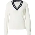 Gant Ganttil kvinder. 4805303 Sweater med kontrastfarvet V-hals (XS), Beige, Casual, Polyester