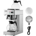 Vevor 12 kopper professionel drypkaffemaskine, kaffemaskine med 2 glaskarafler og 2 varmeplader, rustfrit stål pour over kaffebrygger til restaurant, kontor, café