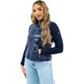 Tommy Hilfiger Tommy Hilfigertil kvinder. WW0WW43771 Dunjakke med kontrastfarvede marineblå ærmer (XL), Casual, Nylon