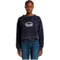 G-Star G-Startil kvinder. D26655-D249-H193 Overdyed Cropped Logo Loose navy sweatshirt (XXL), Casual, Økologisk bomuld, Bæredygtig, Blå