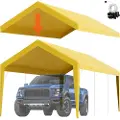 Vevor Carport Udskiftningspresenning til Carport, 3,5 x 6,5 m, Robust, Vandtæt og UV-beskyttet, Nem Montering med Kuglebånd, Beige (Kun Topdæksel, Ramme Medfølger Ikke)