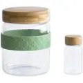 Pebbly Frokostbeholder PKV-031, sæt med 2 stk, glas/bambus, Pebby