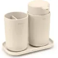 Brabantia Flydende sæbedispenser og tandbørstekop i sæt RENEW blød beige,