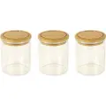 Pebbly Opbevaringskrukke til køkken PKV-014 180 ml, sæt med 3 stk, glas/bambus, Pebbly
