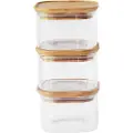 SmartaSaker Beholdere til opbevaring af mad PKV-034 500 ml, sæt med 3 stk, glas/bambus, Pebbly