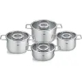 Fissler Grydesæt PURE, sæt med 4, sølv, rustfrit stål, Fissler