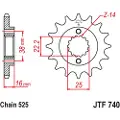 JT Sprockets 525 Ru Jtf740.15rb Steel&rubber Forreste Tandhjul