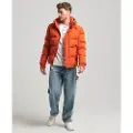 Superdry Superdrytil mænd. M5011743A Everest orange quiltet hættejakke med hætte (L), Casual, Polyester, Lange ærmer