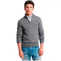Gant Ganttil mænd. 8030170 Bomuldspullover med halv lynlås Casual mørkegrå (5XL)