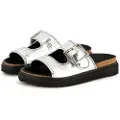 Zadig & Voltaire Zadig & Voltairetil piger. X60281 Sølvfarvede lædersandaler med remme (33), Sølvfarvet, Fast, Ingen, Casual, børnetøj