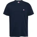 Tommy Hilfiger Tommy Jeanstil mænd. DM0DM20322 T-shirt med Tommy navy-patch (S), Casual, Bomuld, Korte ærmer, Blå