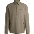 Hugo Boss BOSStil mænd. 50533265 Basin Tech brun skjorte (L), Casual, Polyester, Lange ærmer