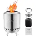 Vevor Bordpejs, 6 tommer Rustfrit Stål Bordpejs Indendørs Udendørs, Bærbar Spritbrænder Smores Maker, Brændefyret eller Pilledrevet Til Camping, Terrasse, Cylinder Sølv 1,96 lbs
