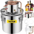 Vevor Moonshine Still Distiller 5Gal 21L Rustfrit Stål Vanddestiller Kobberrør Hjemmebrygningskit Indbygget Termometer til DIY Whisky Vin Brandy Sølv