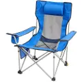 Vevor Hvilestol, 4 justerbare positioner, bærbar foldbar liggestol til voksne, netstrandstol med nakkestøtte og fodstøtte, understøtter 220 lbs, kraftige campingstole til terrassen, blå