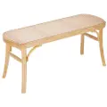 Vevor Rattanbænk, 114 cm trærattanbænk, entrébænk med ben i egetræ, soveværelsessengens ende Boho-bænk med håndflettet rattan, til stue, køkken