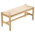 Vevor Rattanbænk, 40" trærattanbænk, entrébænk med ben i egetræ, soveværelsessengens ende Boho-bænk med håndflettet rattan, til stue, køkken
